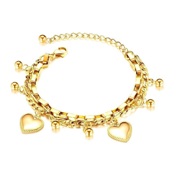 Hearts Infinity Bracelet 18K Gold Plated Steel Tarnish-free