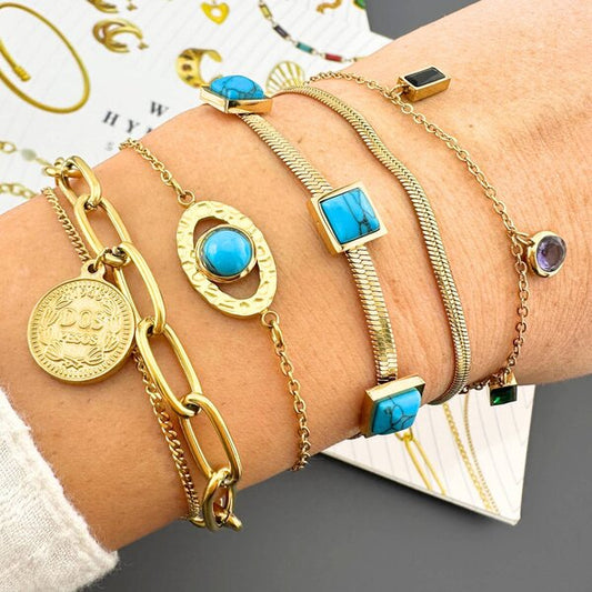 Evil Eye Bracelet 18K Gold Plated Steel Tarnish-free