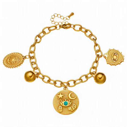 Titan Evil Eyes Bracelet 18K Gold Plated Steel Tarnish-free