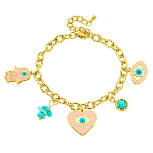 Evil Eyes Protection Bracelet 18K Gold Plated Steel Tarnish-free