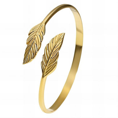 Two Leaves Gold Bracelet 18K Gold Plated Steel Tarnish-free