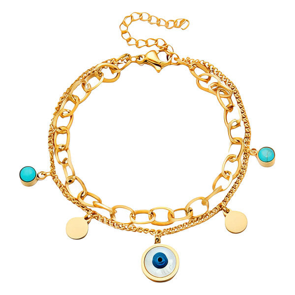 Evil Eye Bracelet 18K Gold Plated Steel Tarnish-free