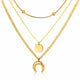 Crescent and Star Necklace 18K Gold Plated Steel Tarnish-free