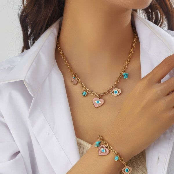 Imperial Evil Eye Necklace 18K Gold Plated Steel Tarnish-free