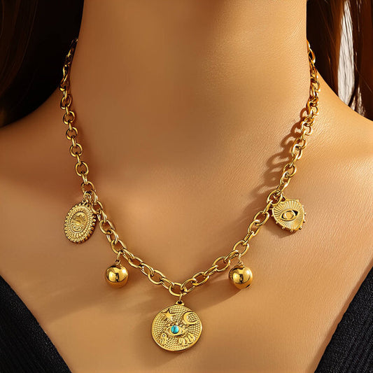 Titan Evil Eye Necklace 18K Gold Plated Steel Tarnish-free