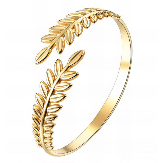 Leaves Cuff Bracelet 18K Gold Plated Steel Tarnish-free